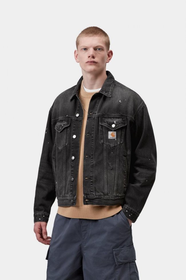 Carhartt Helston Jacket - Black, Destroy wash, splatter Carhartt Helston Jacket - Black, Destroy wash, splatter
