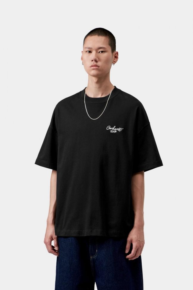 Carhartt S/S Signature Script T-Shirt - Black / White Carhartt S/S Signature Script T-Shirt - Black / White